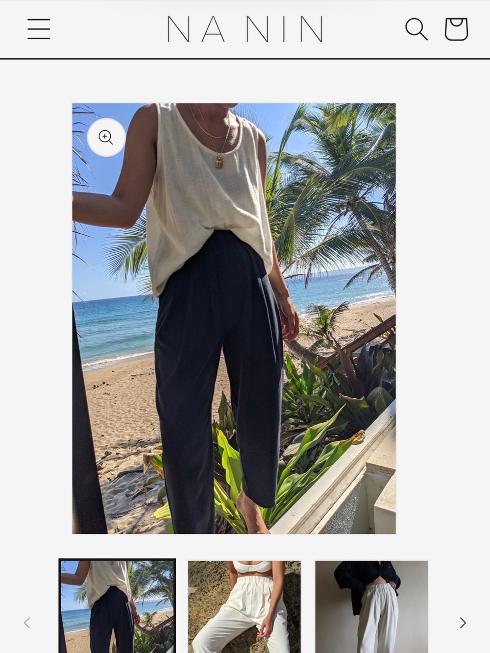 Na Nin black silk canvas lena pant, EUC, S, longer inseam, made in the USA